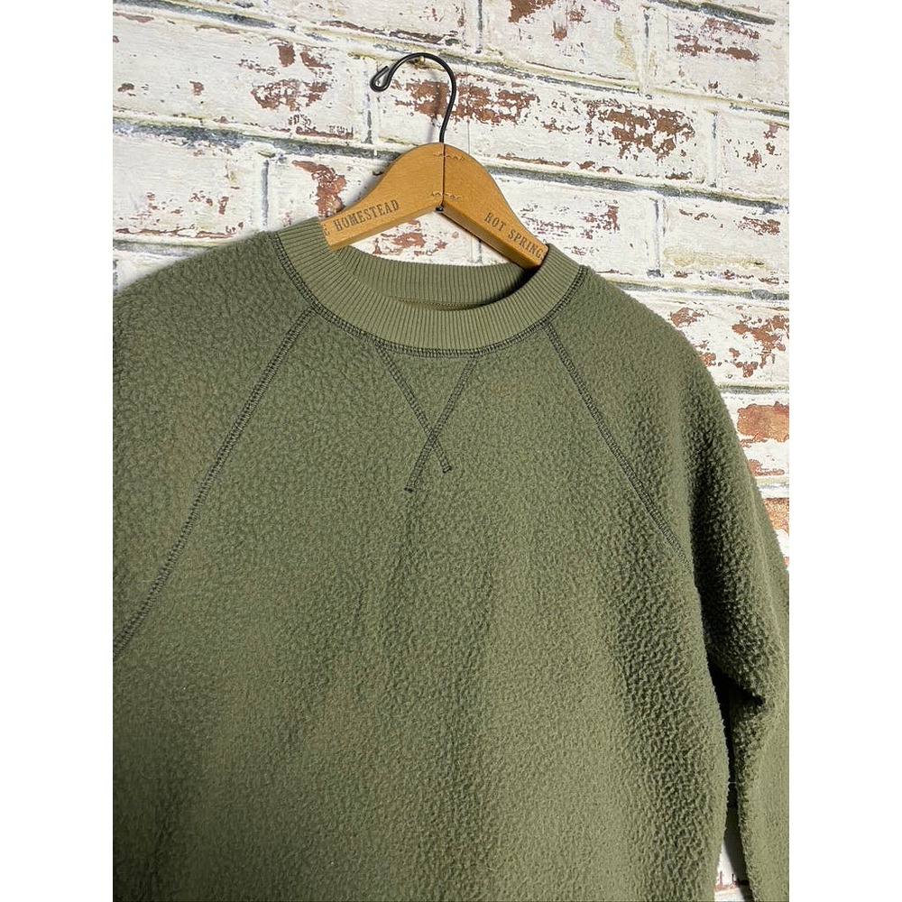 Everlane The ReNew Fleece Olive Raglan Pullover Sweatshirt - Picture 5 of 9